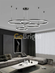 Pendul LED Diametru 60 + 50 + 40 + 30cm 240W cu Telecomanda Raven 3 Tipuri de Lumini Negru