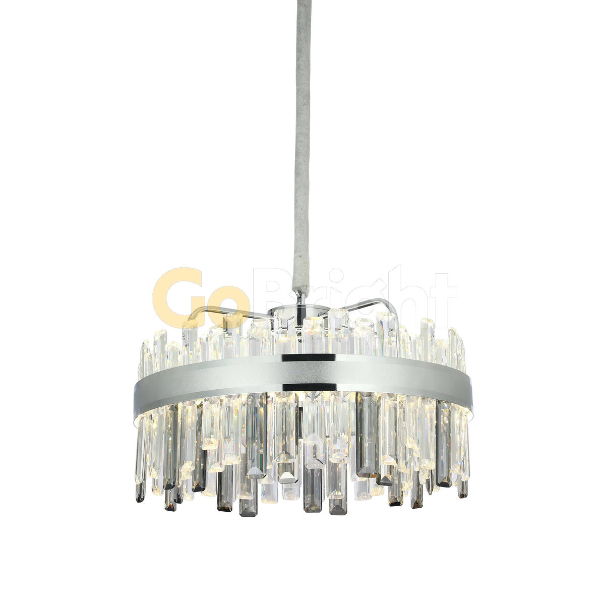 Pendul LED Diametru 60cm 140W Cristal cu Telecomanda Crystal 3 Tipuri de Lumini Argintiu