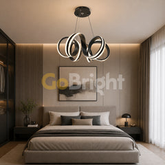 Pendul LED Diametru 60cm 180W cu Telecomanda Trinity 3 Tipuri de Lumini Negru