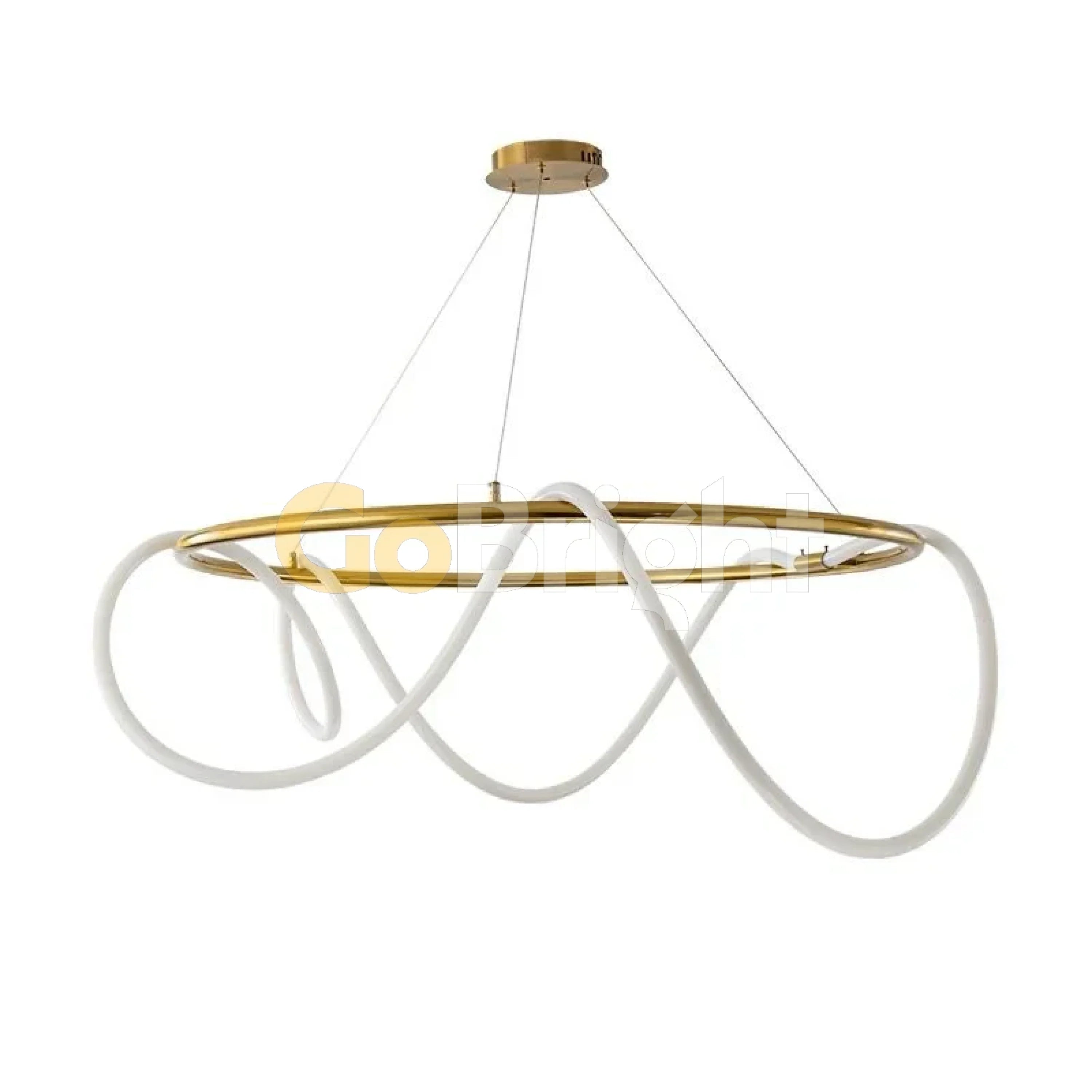 Pendul LED Diametru 60cm 70W cu Telecomanda Urban 3 Tipuri de Lumini Auriu