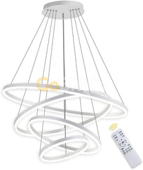 Pendul LED Diametru 80 + 60 + 40 + 20cm 220W cu Telecomanda Raven 3 Tipuri de Lumini Alb