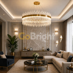 Pendul LED Diametru 80cm 200W Cristal cu Telecomanda Spiral 3 Tipuri de Lumini Auriu