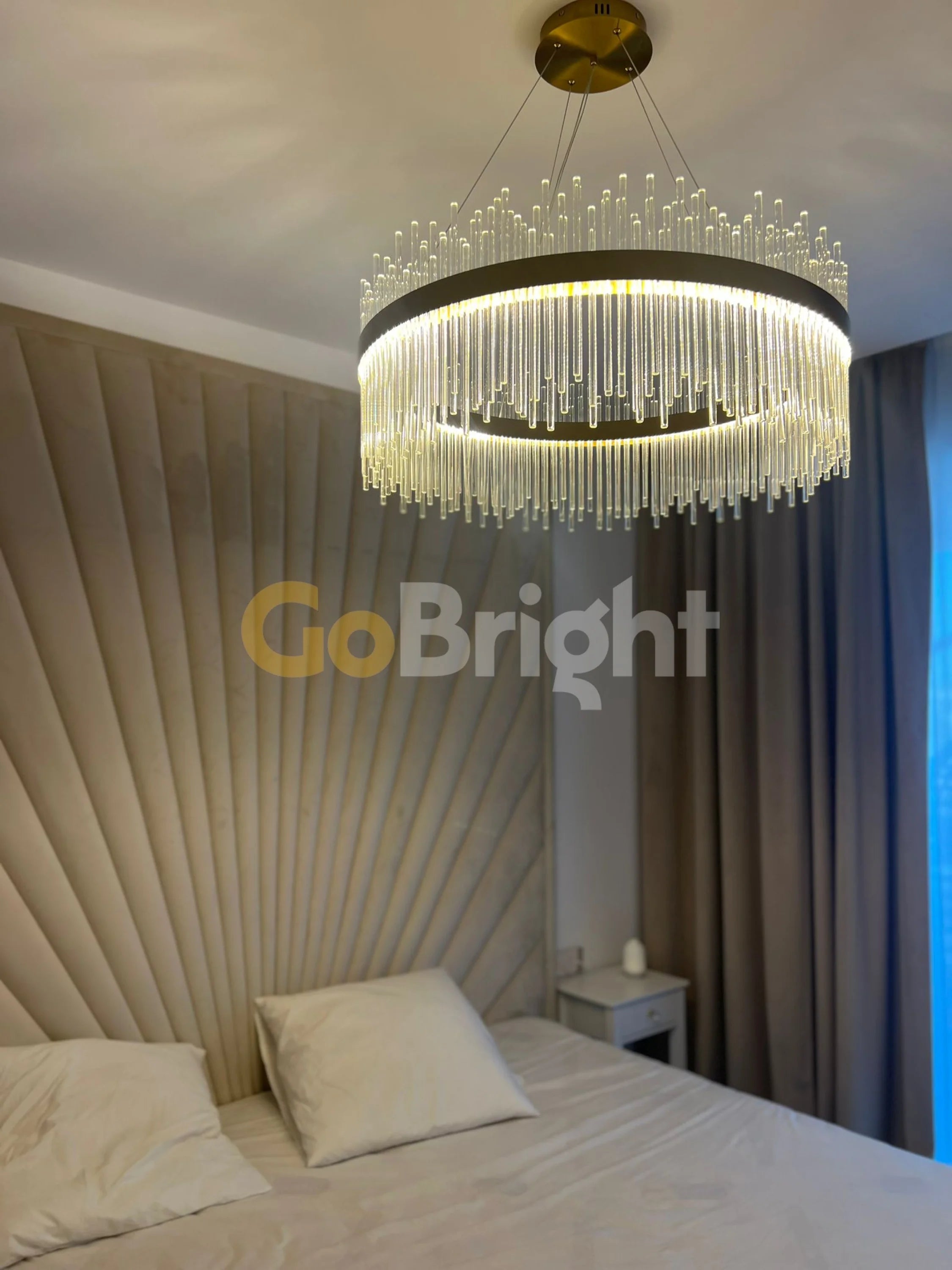 Pendul LED Diametru 80cm 200W Cristal cu Telecomanda Spiral 3 Tipuri de Lumini Auriu
