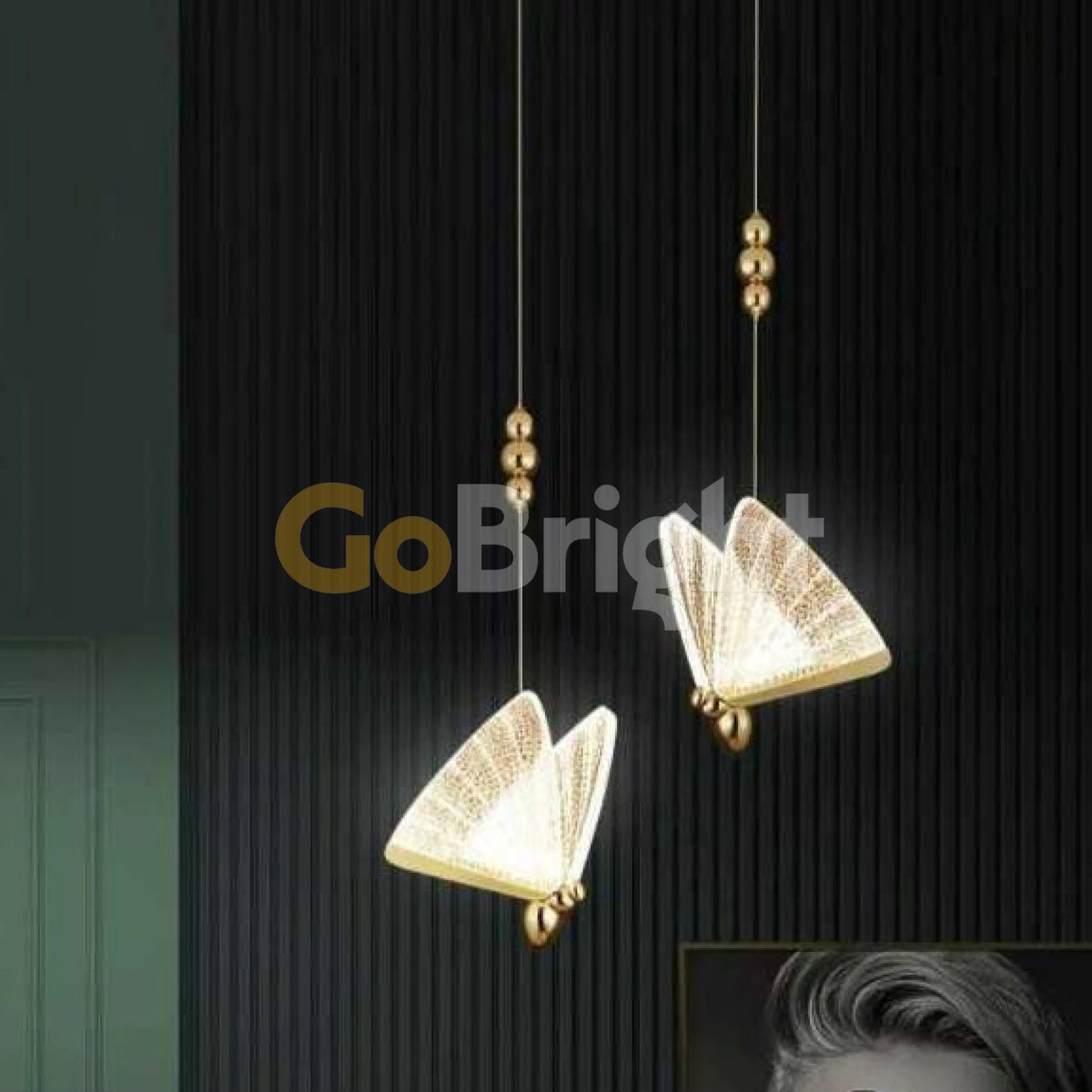 Pendul LED Fluture Trinity 3 Tipuri de Lumini 24W Auriu