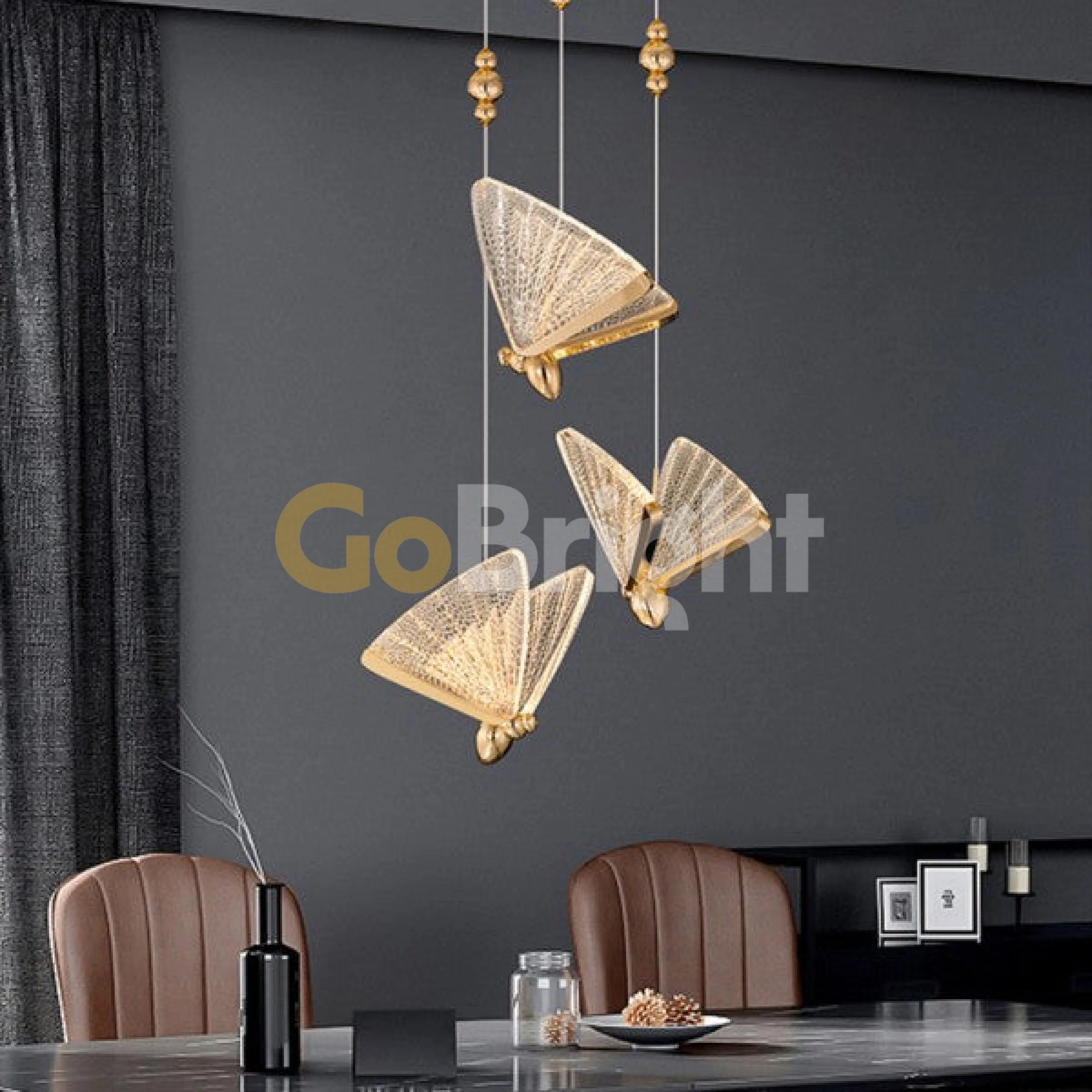 Pendul LED Fluture Trinity 3 Tipuri de Lumini 36W Auriu