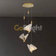 Pendul LED Fluture Trinity 3 Tipuri de Lumini 36W Auriu