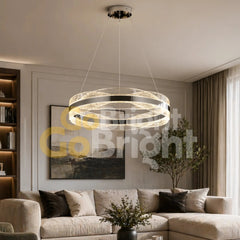 Pendul LED Kris 40cm 100W cu Telecomanda 3 Tipuri de Lumini Argintiu