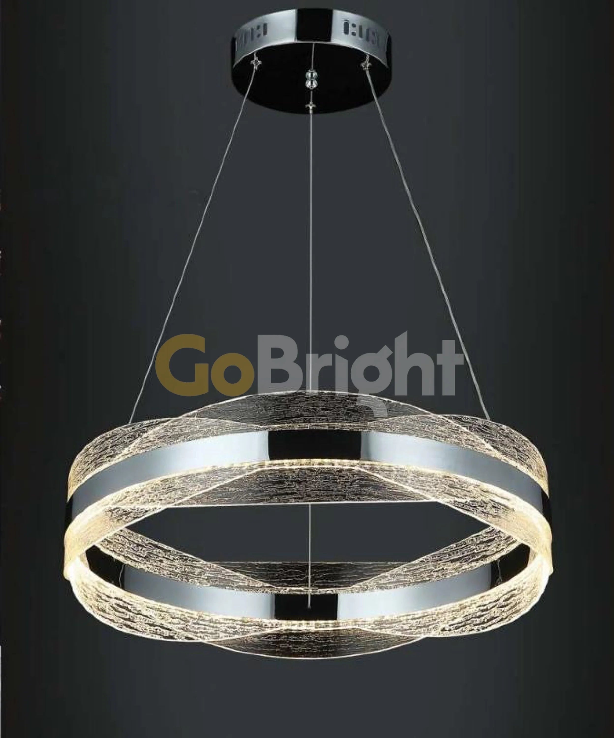 Pendul LED Kris 40cm 100W cu Telecomanda 3 Tipuri de Lumini Argintiu