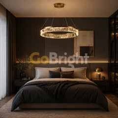 Pendul LED Kris 50cm 60W cu Telecomanda 3 Tipuri de Lumini Auriu
