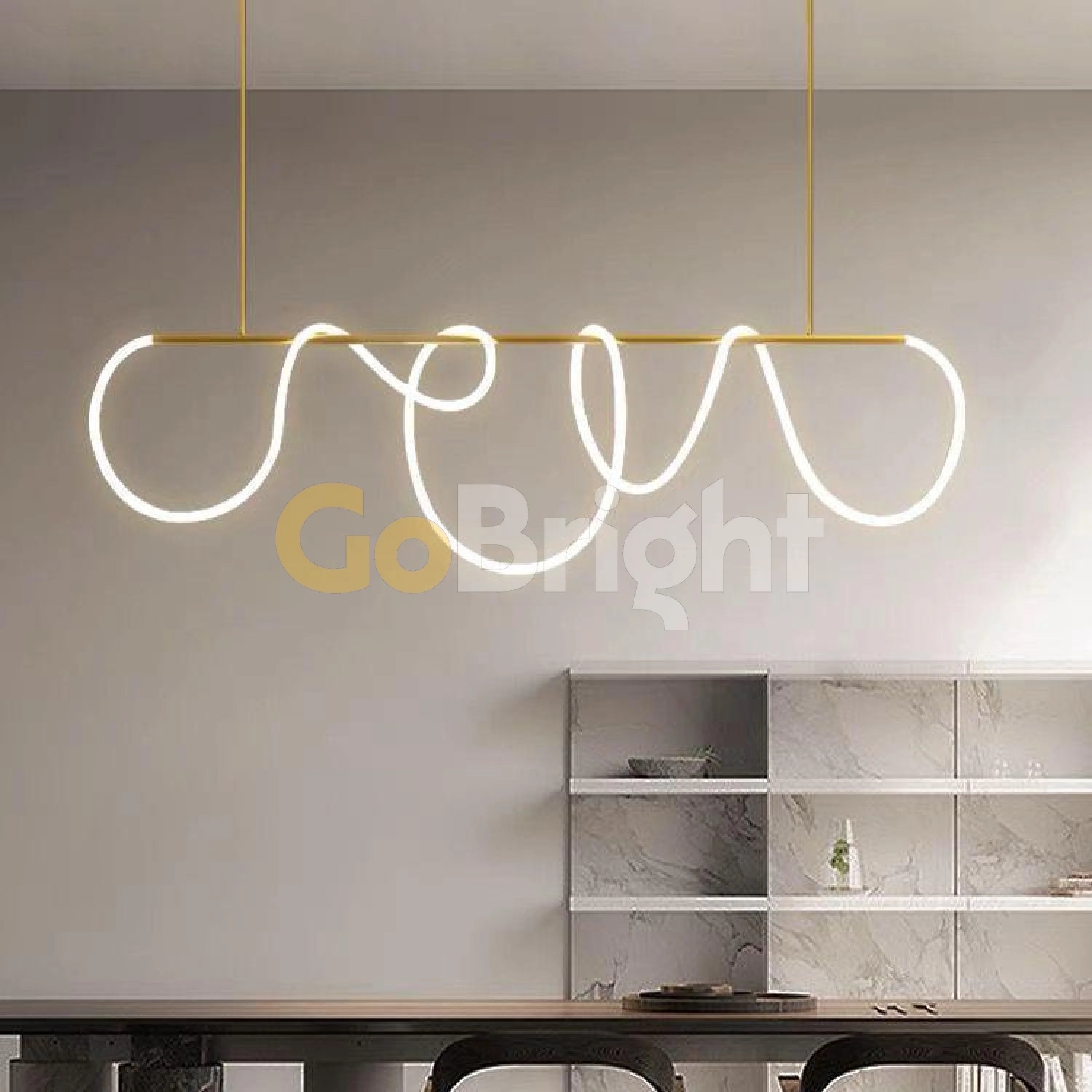Pendul LED Lungime 150cm 80W cu Telecomanda Urban 3 Tipuri de Lumini Auriu