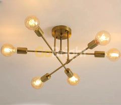 Pendul Lines Reglabil 6xE27 Auriu