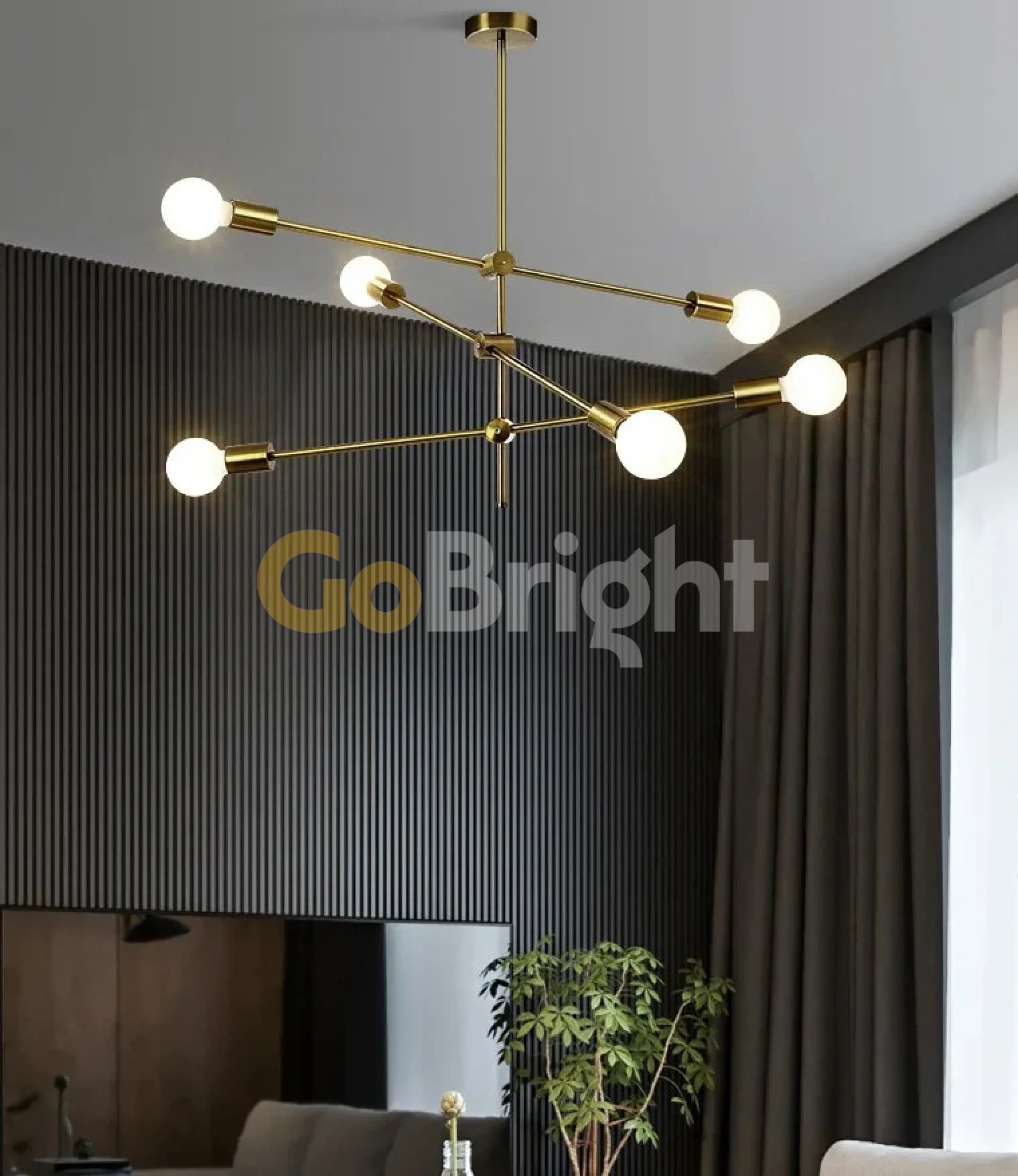 Pendul Lines Reglabil 6xE27 Auriu