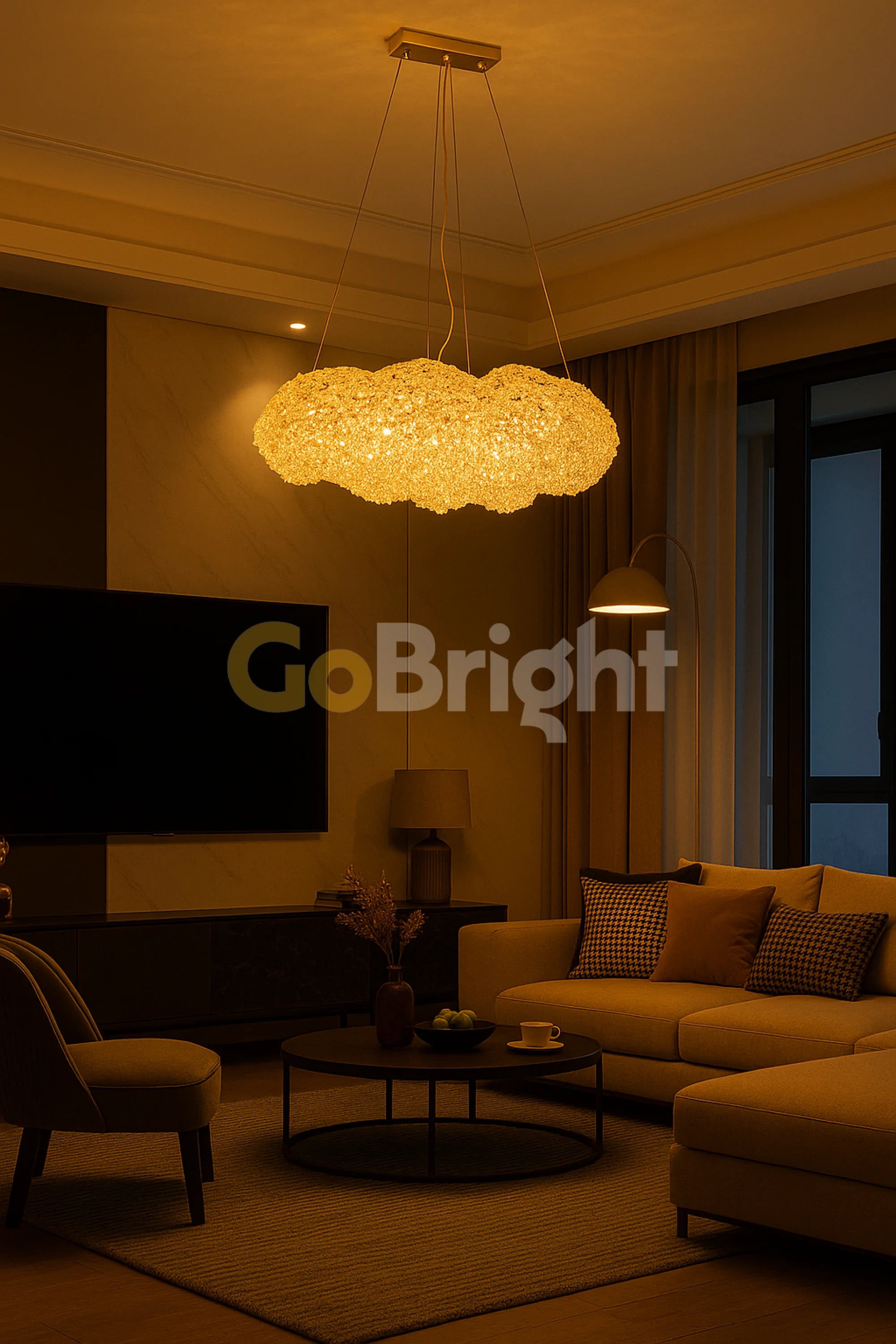 Pendul Norisor Cristale Glow 8xE27 Auriu