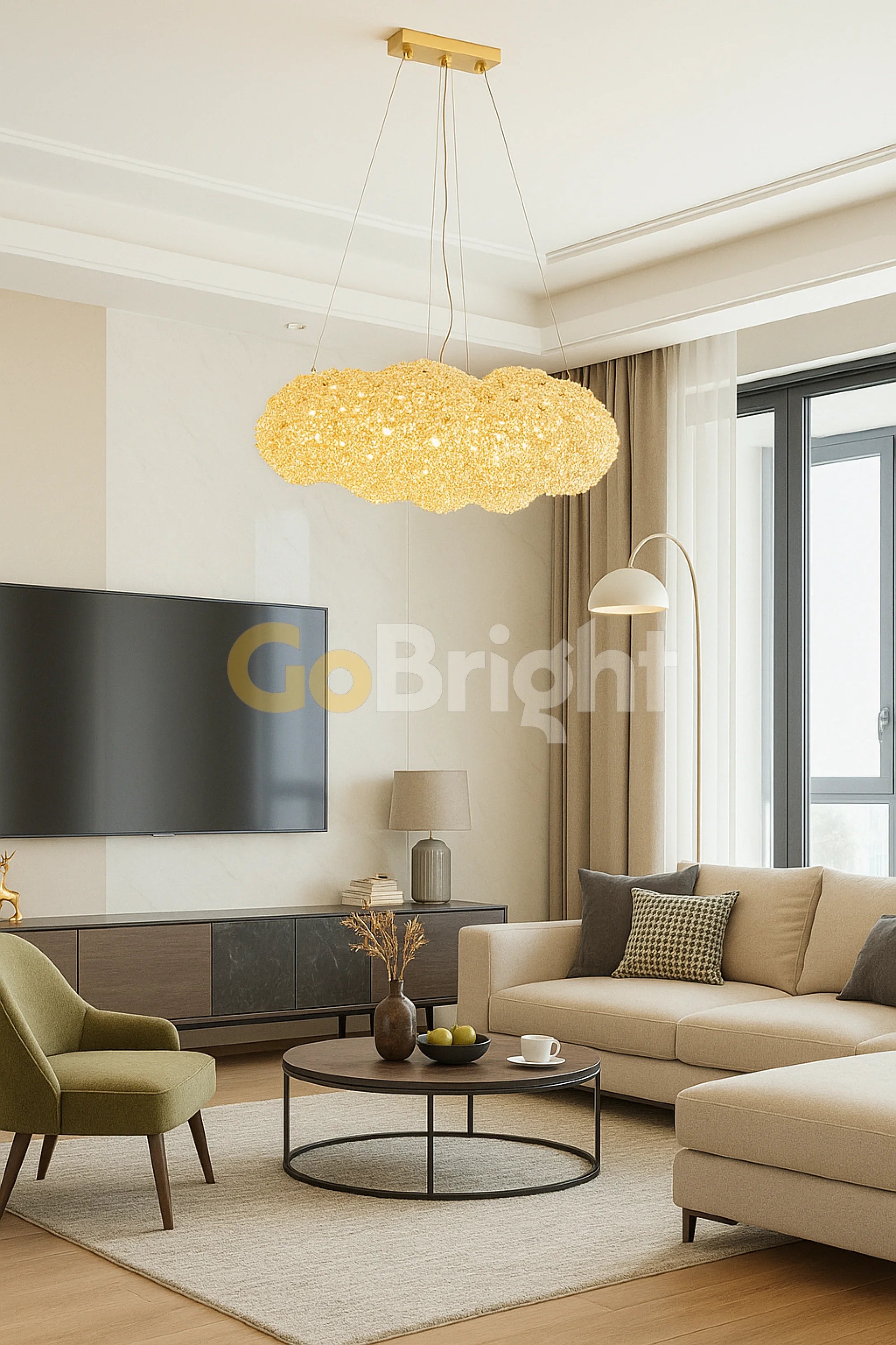 Pendul Norisor Cristale Glow 8xE27 Auriu