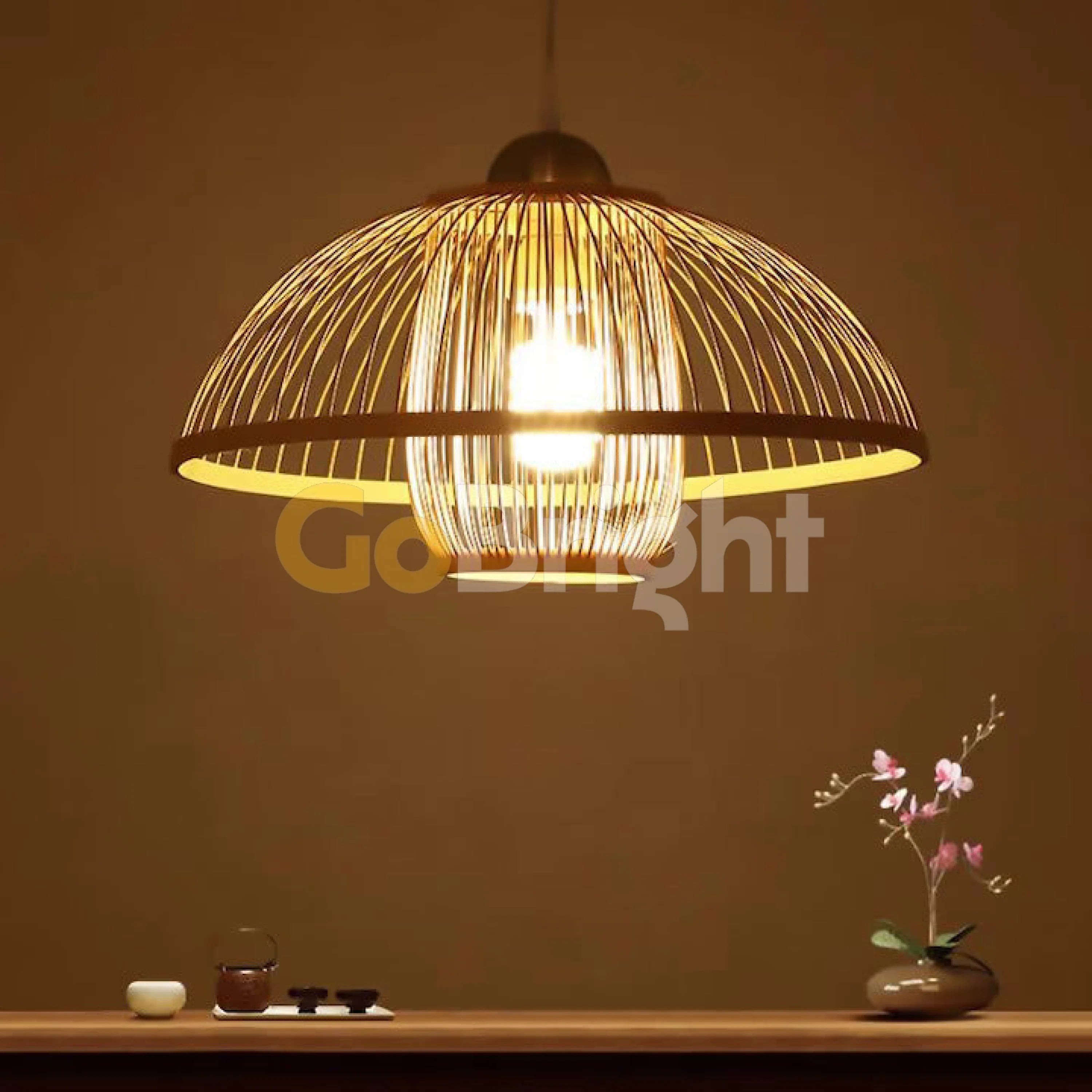 Pendul Rustic Bali 1xE27 Diametru 35cm Bambus