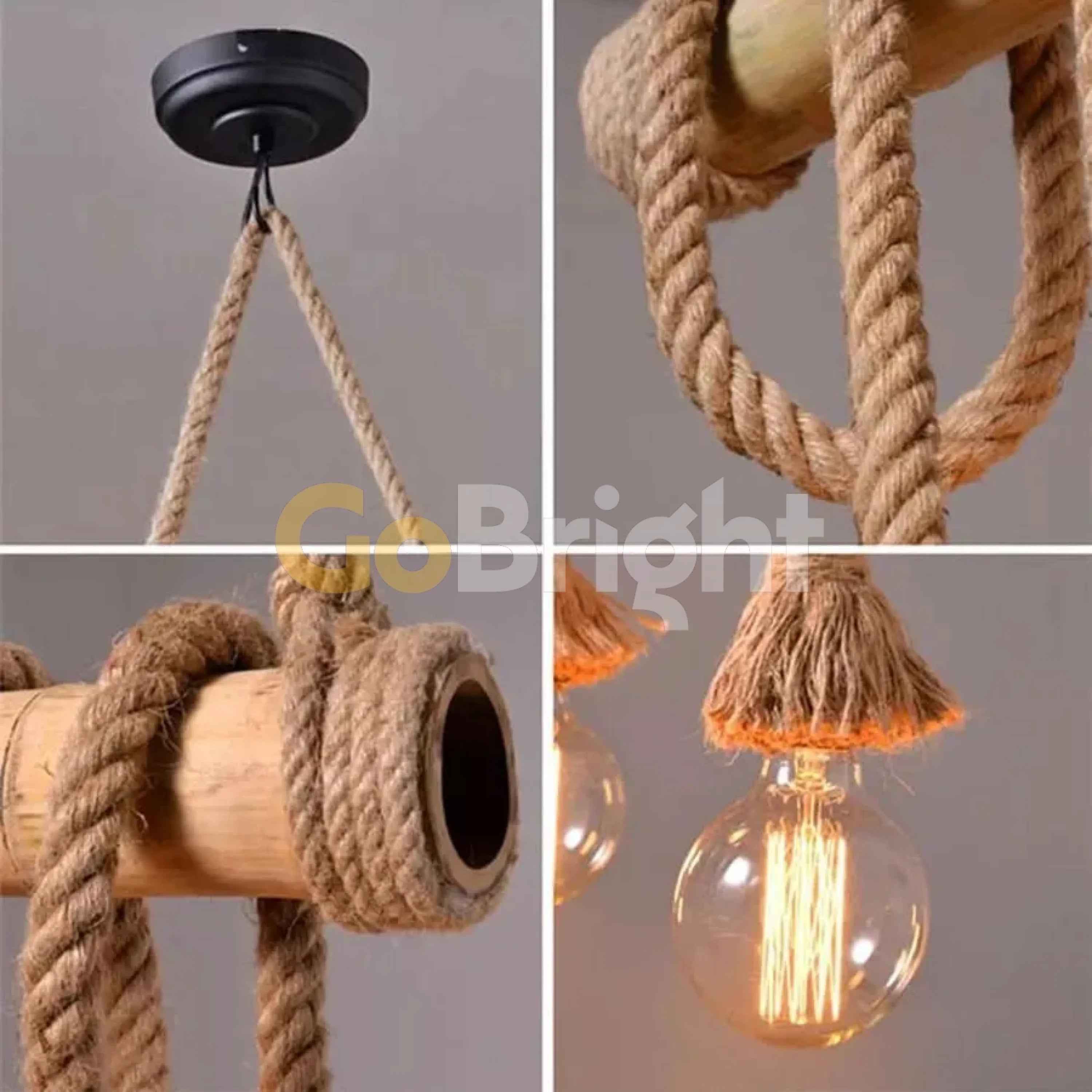 Pendul Rustic Bambus 2xE27 Reglabil 30cm