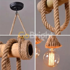 Pendul Rustic Bambus 2xE27 Reglabil 30cm