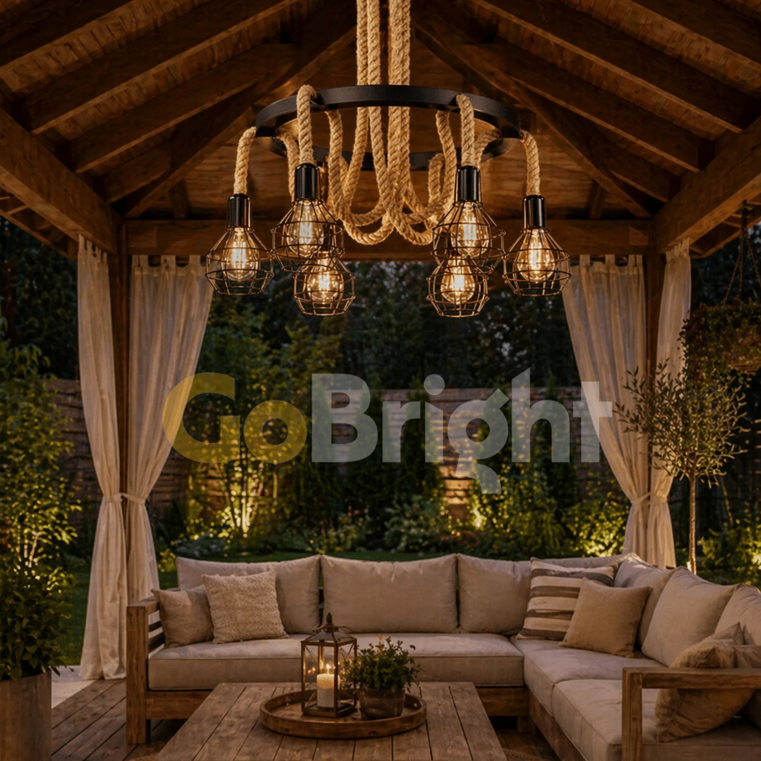 Pendul Rustic Premium 6xE27 Reglabil Diametru 60cm