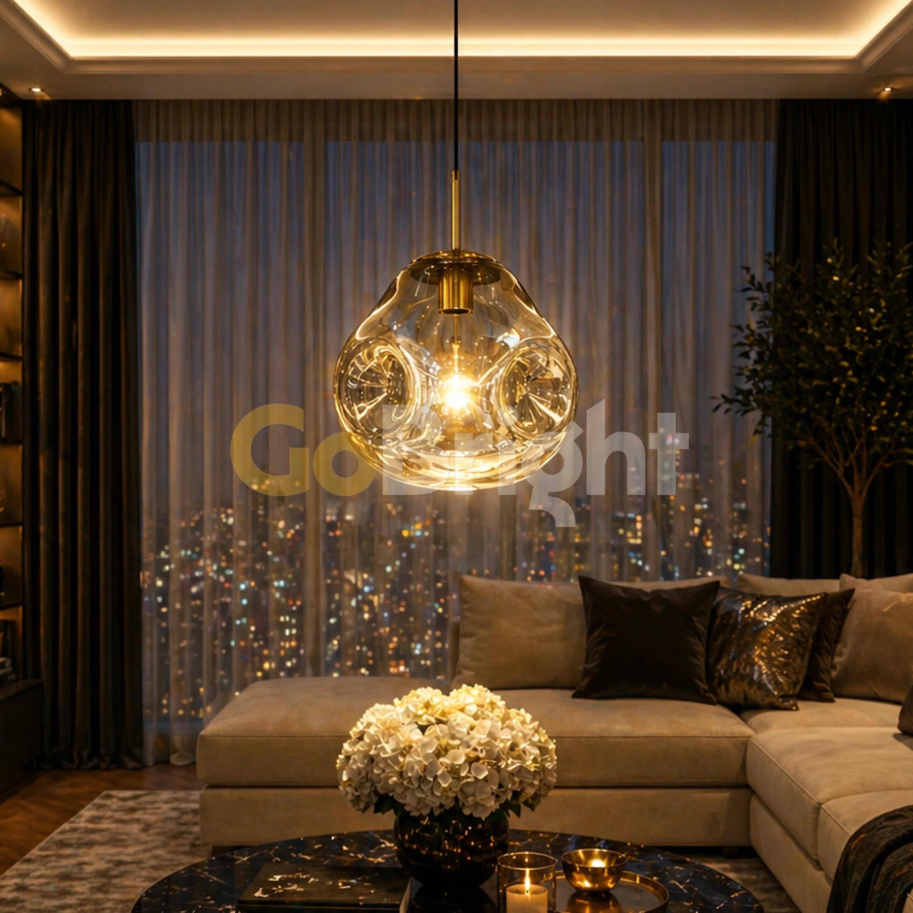 Pendul Soho Sticla 1xE27 Auriu