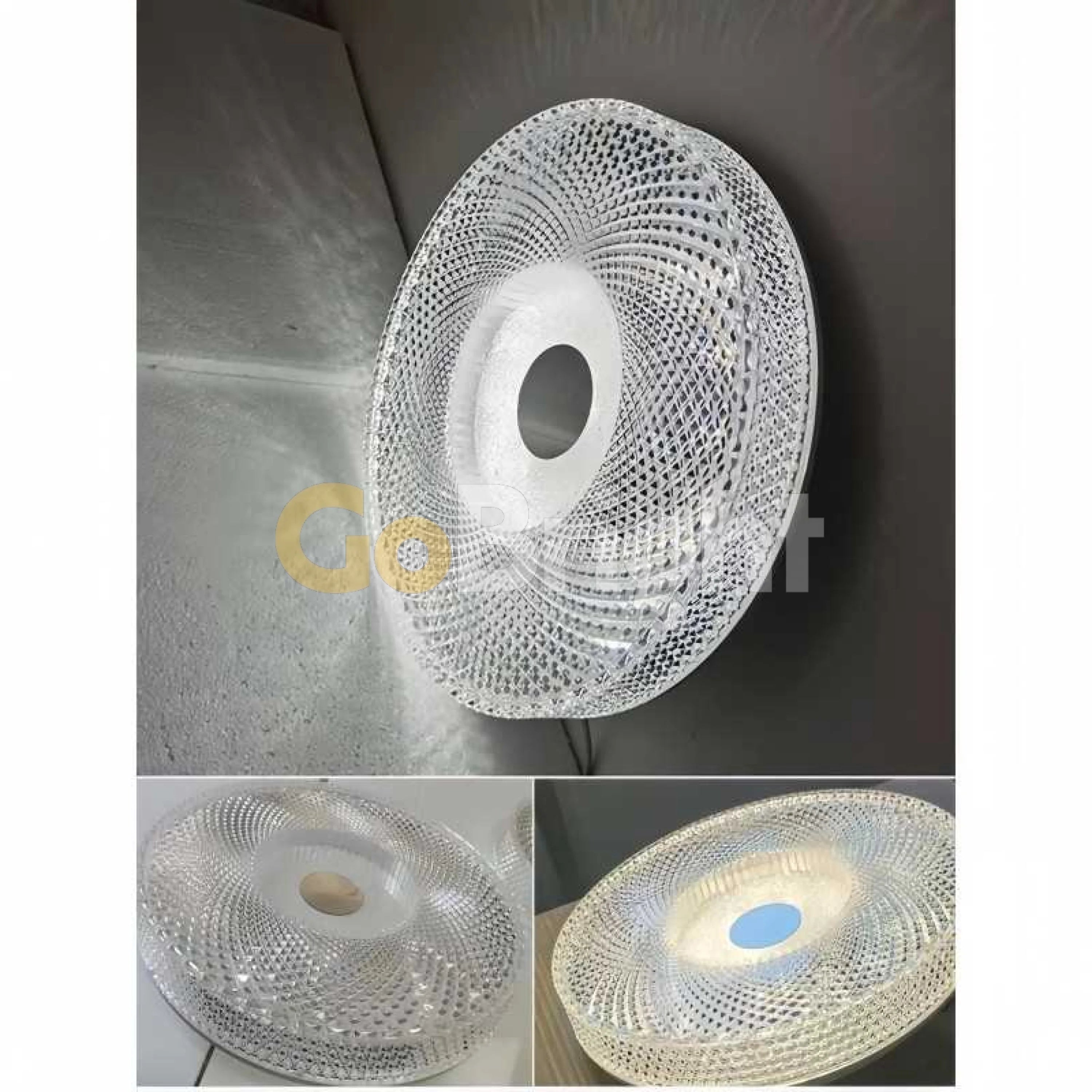 Plafoniera LED Diametru 40cm 72W cu Telecomanda Raisa 3 Tipuri de Lumini Alb Cristal