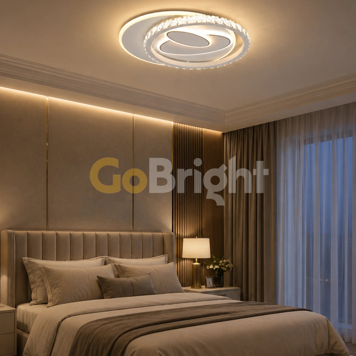 Plafoniera LED Diametru 50cm 200W Cristal cu Telecomanda Raisa 3 Tipuri de Lumini Alb