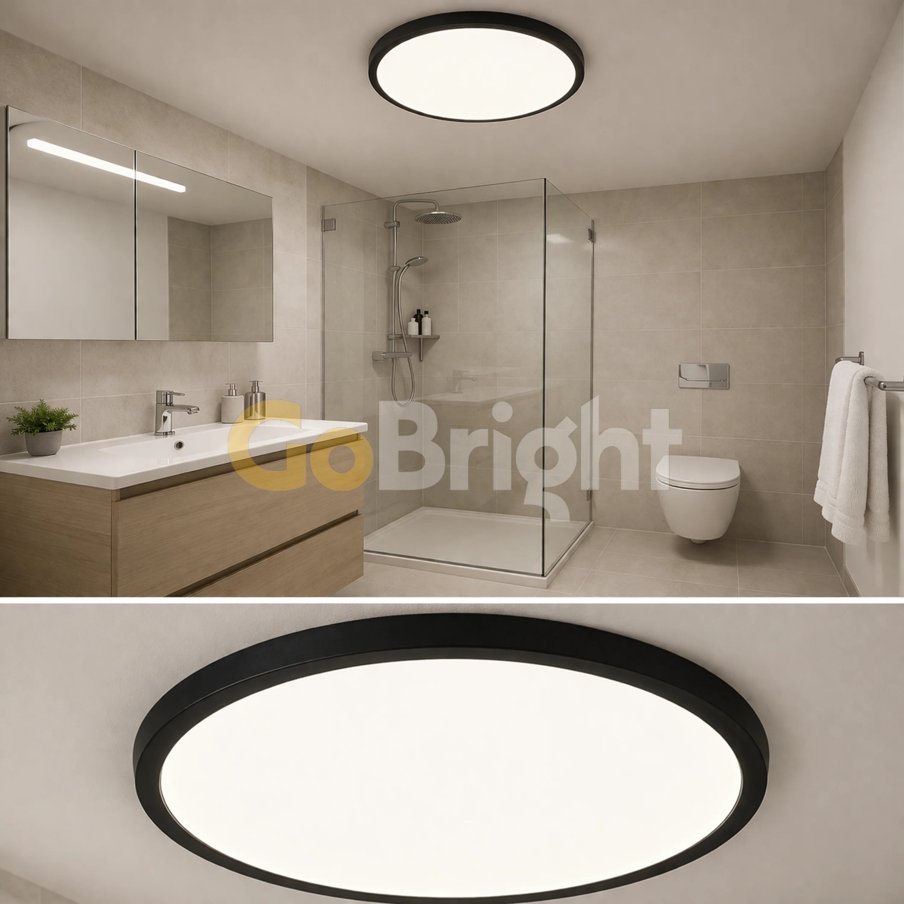 Plafoniera LED Ultra Slim 40cm 3 Tipuri de Lumini Negru