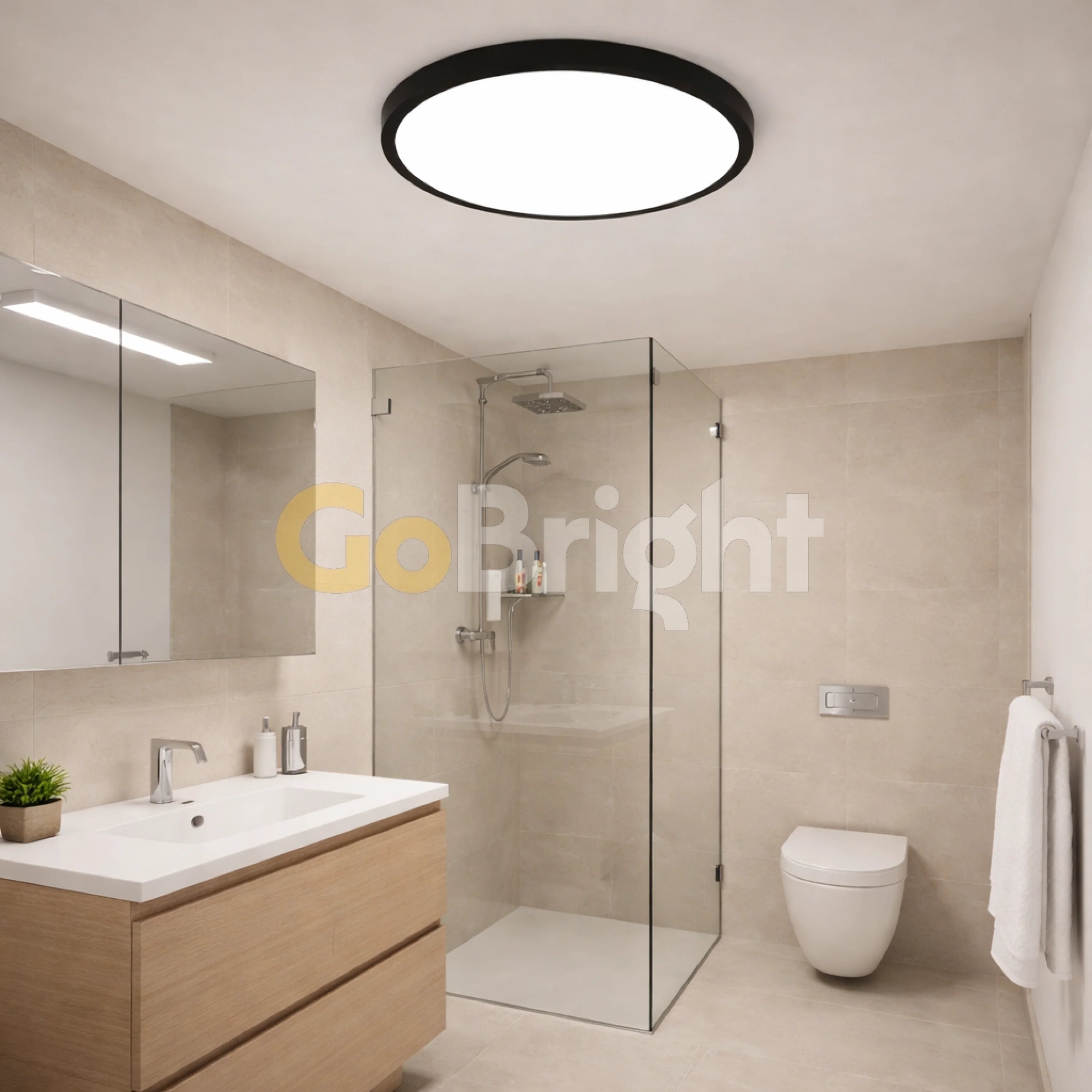 Plafoniera LED Ultra Slim 40cm 3 Tipuri de Lumini Negru