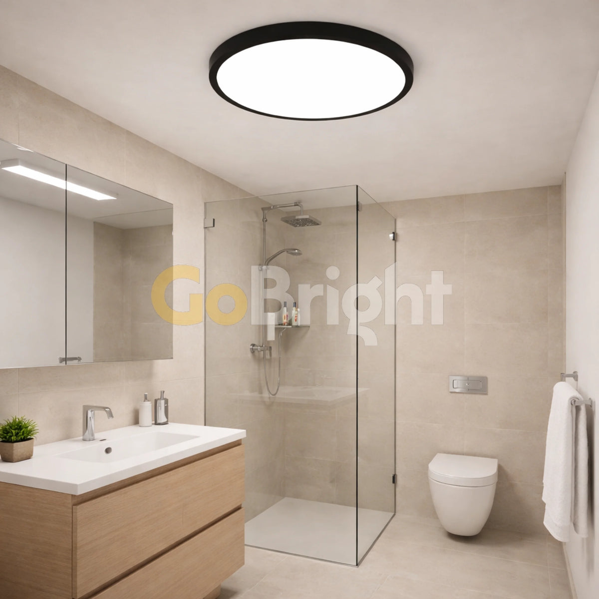Plafoniera LED Ultra Slim 40cm 3 Tipuri de Lumini Negru
