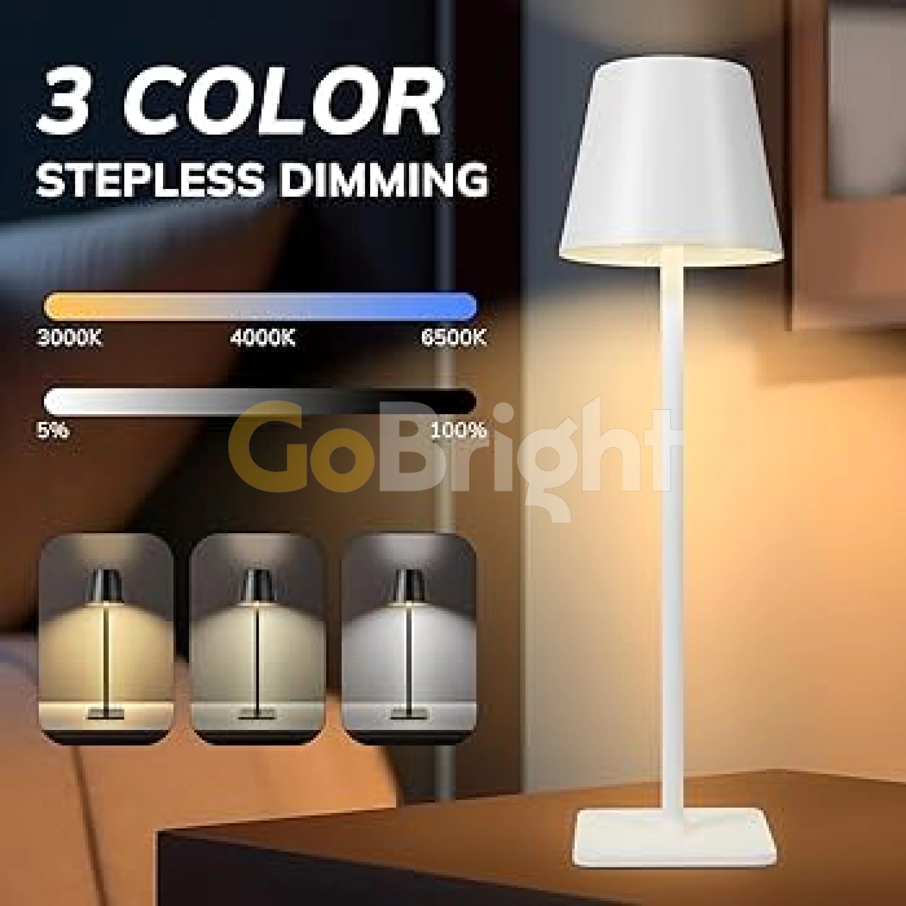 Veioza Touch LED Sinth 3 Tipuri de Lumini 38cm 10W Alb