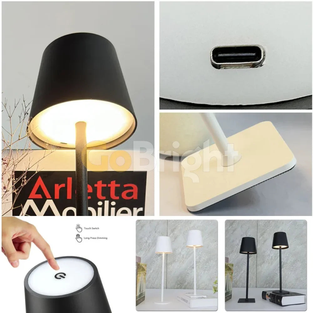 Veioza Touch LED Sinth 3 Tipuri de Lumini 38cm 10W Negru